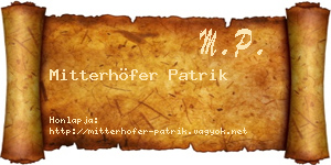 Mitterhöfer Patrik névjegykártya