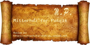 Mitterhöfer Patrik névjegykártya